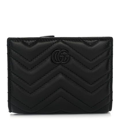 Gucci Nappa Matelasse GG Marmont Card Case Wallet Black 1 of 9