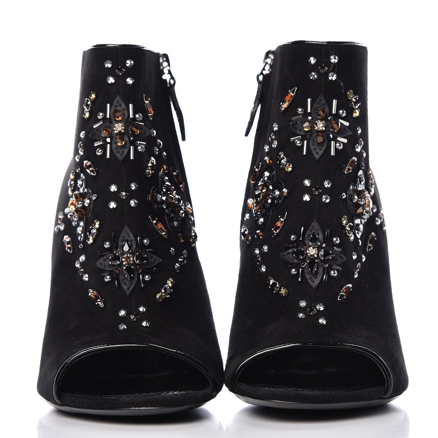 Suede Dark Muse Peep Toe Ankle Boots 41 Black