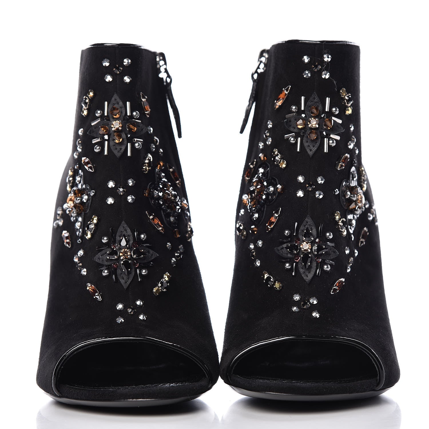 Louis Vuitton Suede Dark Muse Peep Toe Ankle Boots 41 Black 2 of 12
