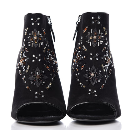 Louis Vuitton Suede Dark Muse Peep Toe Ankle Boots 41 Black 2 of 12