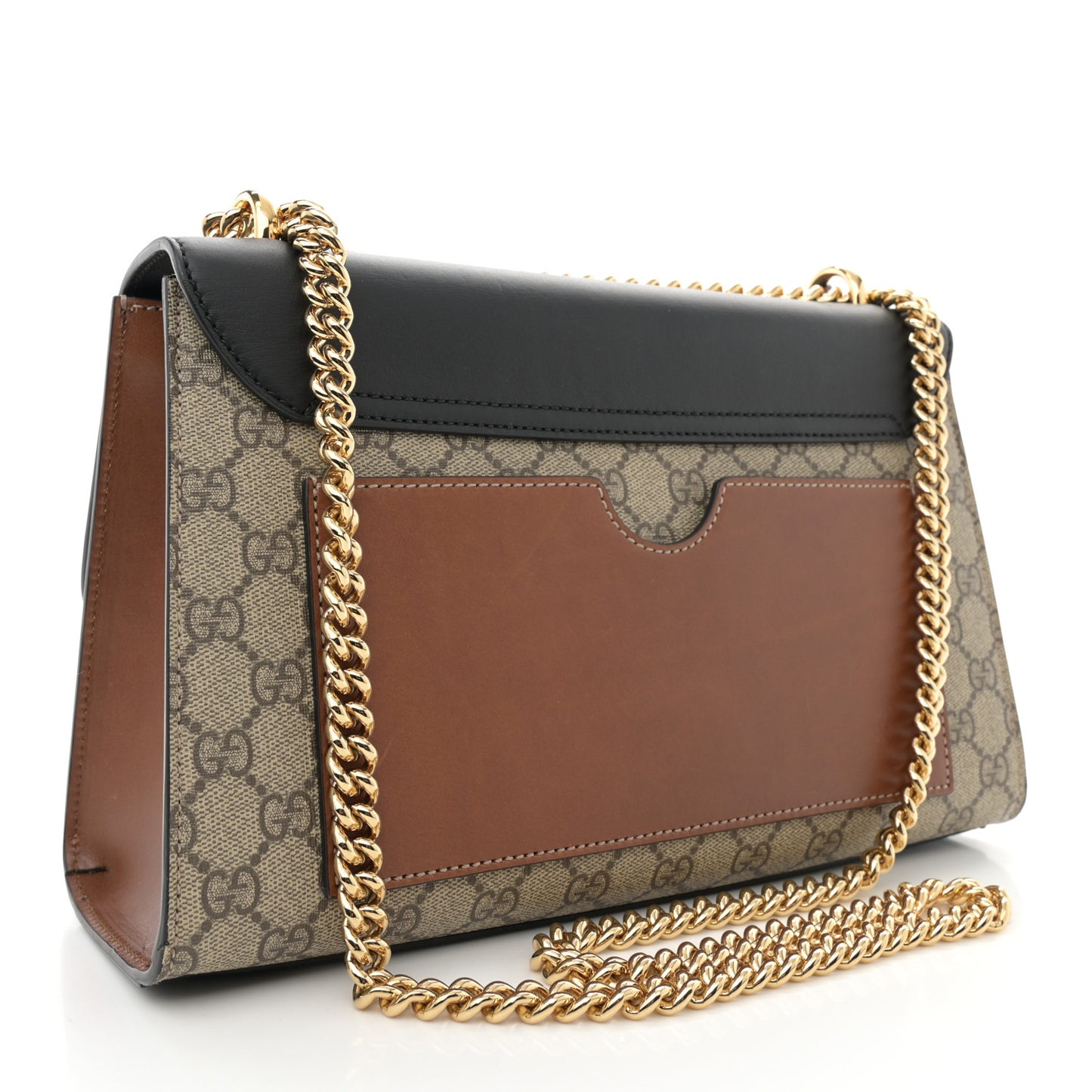 GG Supreme Monogram Calfskin Medium Padlock Shoulder Bag Beige Black Cuir