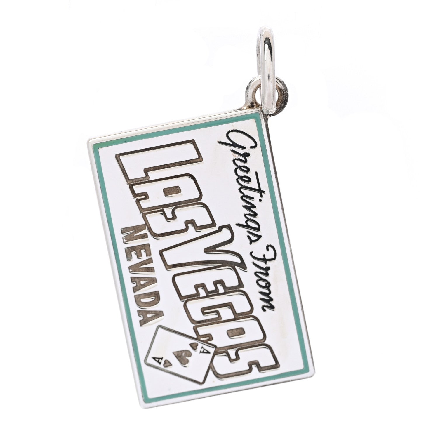 Tiffany Sterling Silver Enamel Las Vegas Postcard Charm Blue 1 of 3