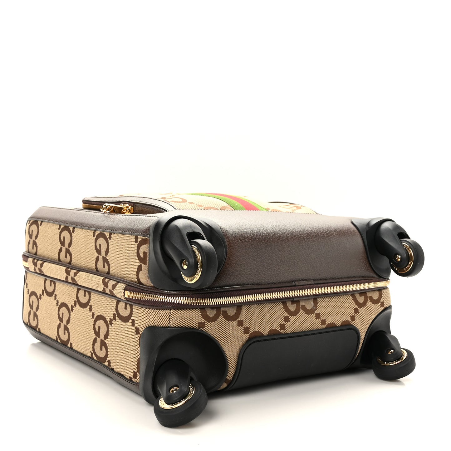 Monogram Jumbo GG Textured Dollar Calfskin Web Small Savoy Cabin Trolley Camel Ebony New Acero