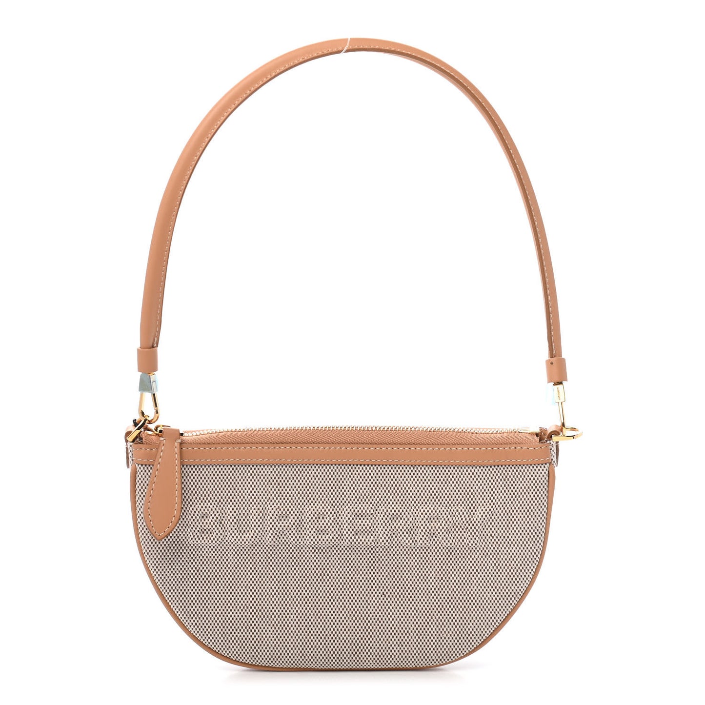 Canvas Smooth Calfskin Olympia Shoulder Bag Natural Tan