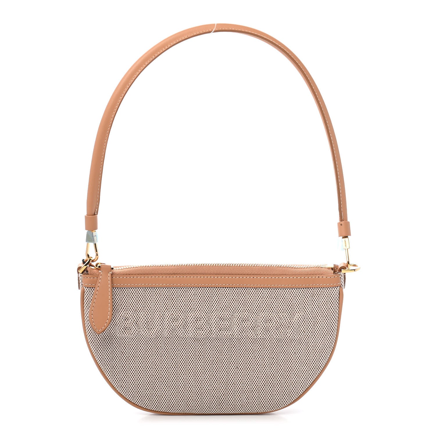 Burberry Canvas Smooth Calfskin Olympia Shoulder Bag Natural Tan 1 of 9