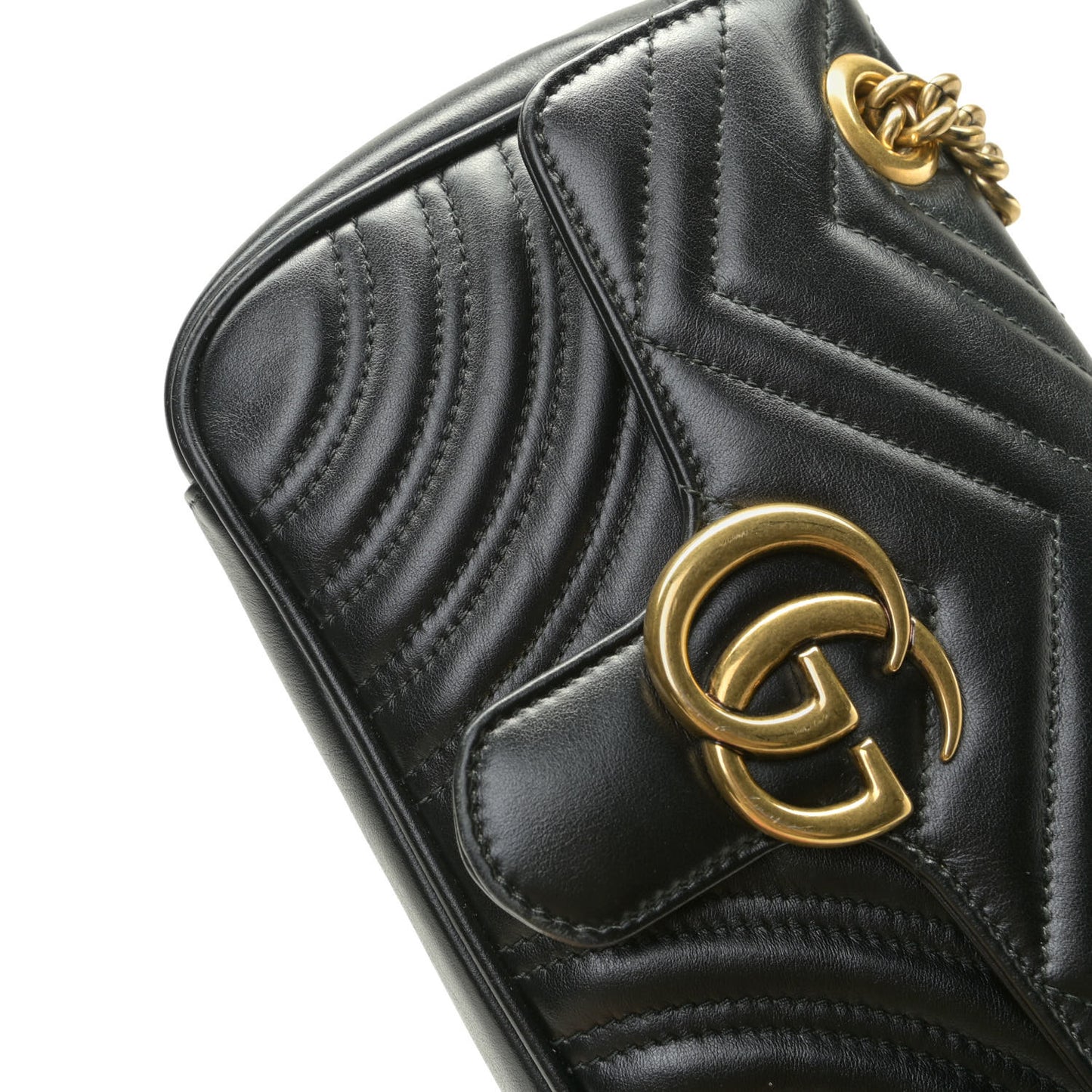 Calfskin Matelasse Mini GG Marmont Shoulder Bag Black