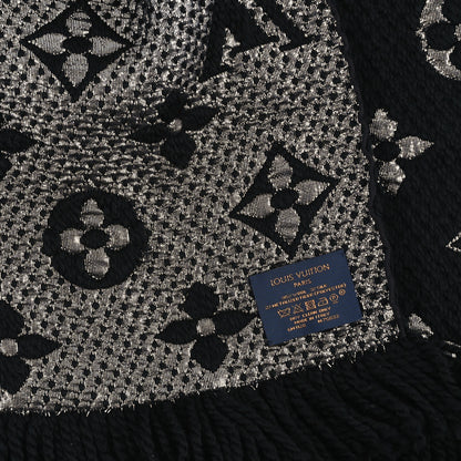 Louis Vuitton Wool Silk Logomania Shine Scarf Black 3 of 3