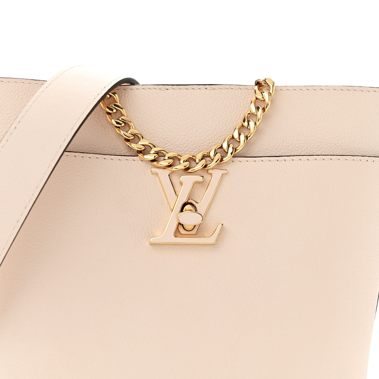 Grained Calfskin Lock and Walk Bucket Quartz