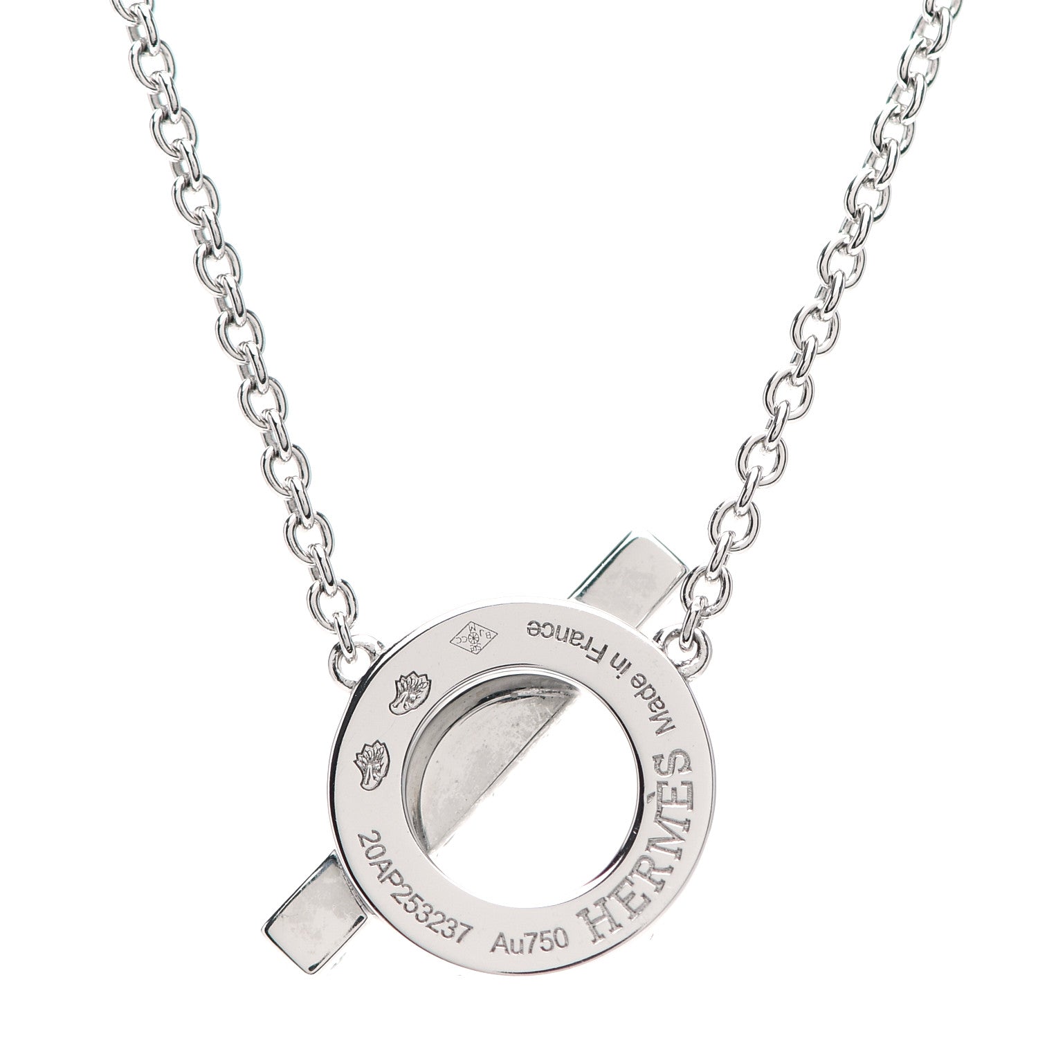 Hermes 18K White Gold Diamond Finesse Pendant Necklace 5 of 6