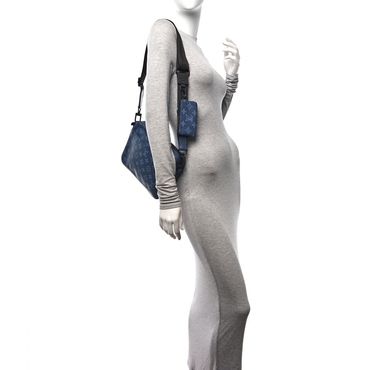 Calfskin Monogram Shadow Duo Messenger Navy Blue