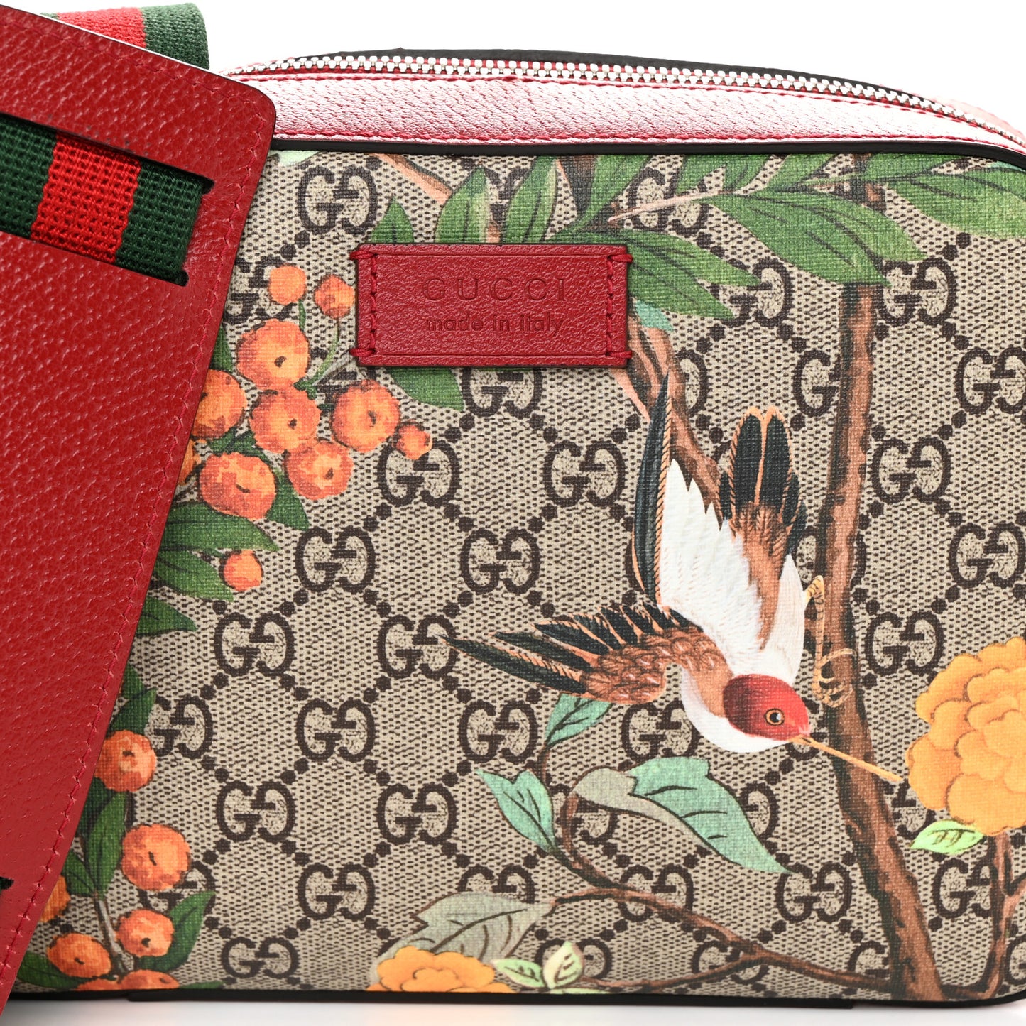 GG Supreme Monogram Tian Web Camera Bag Beige Multicolor Red