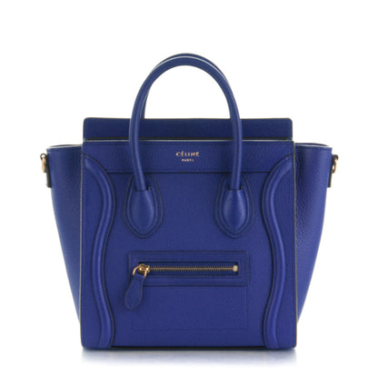 Celine Drummed Calfskin Nano Luggage Indigo 1 of 9