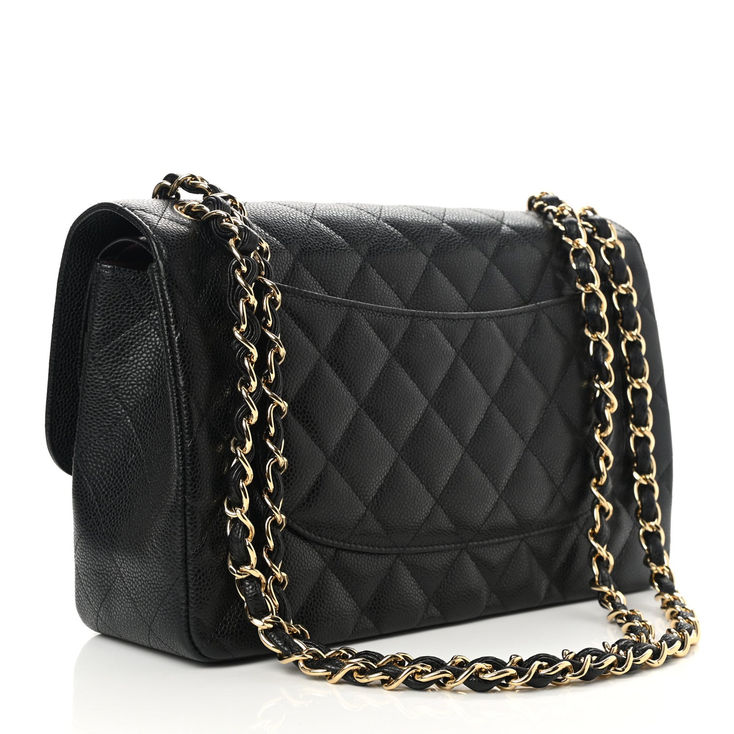 Caviar Quilted Jumbo Double Flap Black