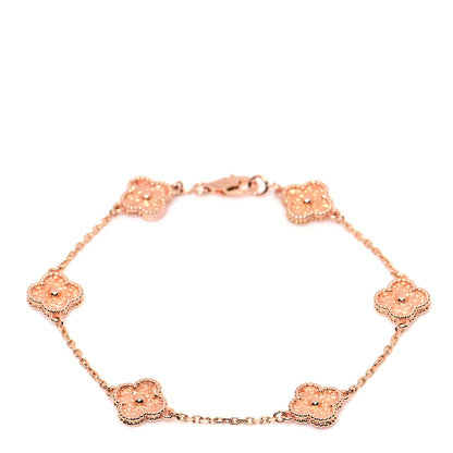 Van Cleef & Arpels 18K Rose Gold 6 Motifs Sweet Alhambra Bracelet 1 of 6