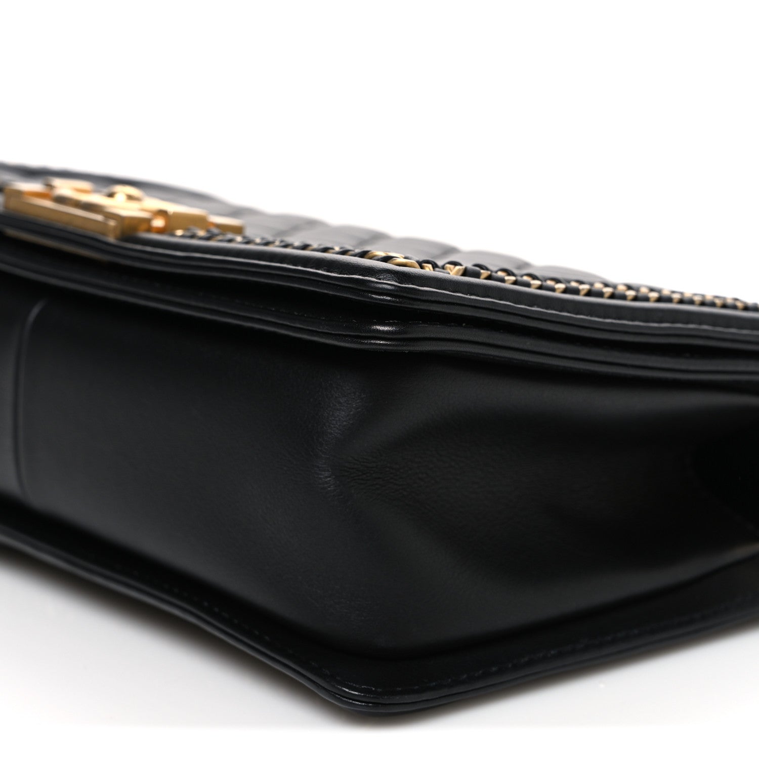 Chanel Calfskin Quilted Medium Boy Top Handle Flap Black 10 of 10