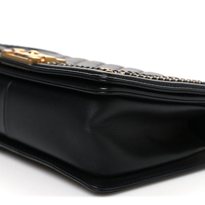 Chanel Calfskin Quilted Medium Boy Top Handle Flap Black 10 of 10