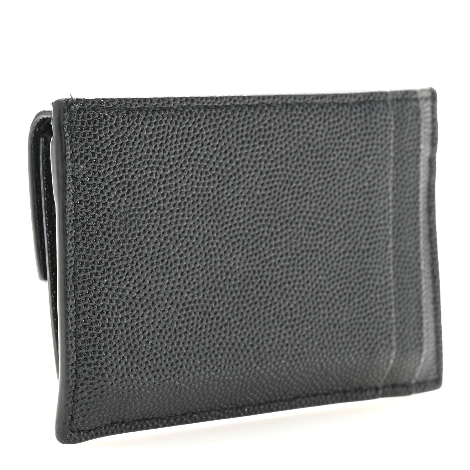 Saint Laurent Grain De Poudre Uptown Monogram Card Case Black 3 of 7