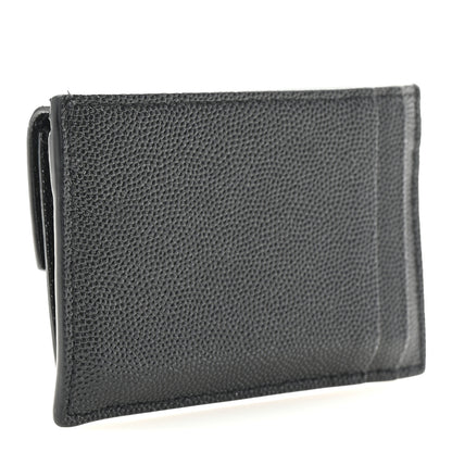 Saint Laurent Grain De Poudre Uptown Monogram Card Case Black 3 of 7