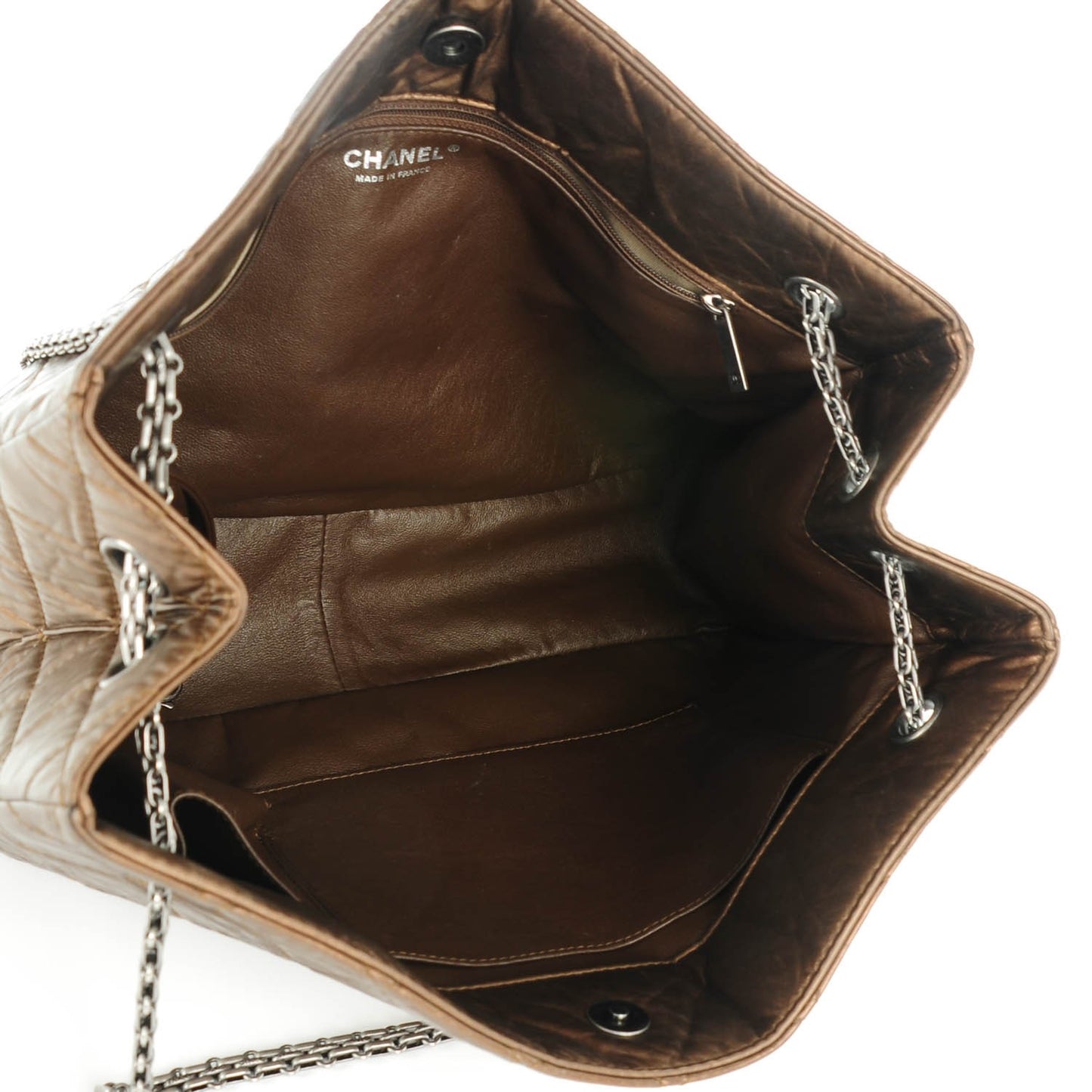 Aged Calfskin Quilted Reissue 2.55 Tote Bronze