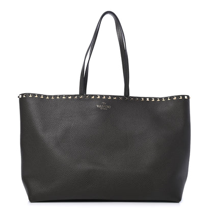 Valentino Garavani Grained Calfskin Rockstud Shoulder Tote Graphite 1 of 4