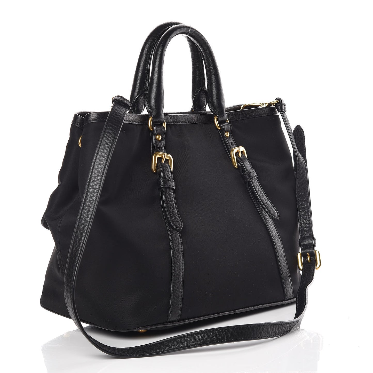 Tessuto Nylon Vitello Daino Tote Black
