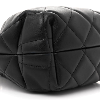 Chanel Lambskin Quilted Large CC Drawstring Bag Black 9 of 12