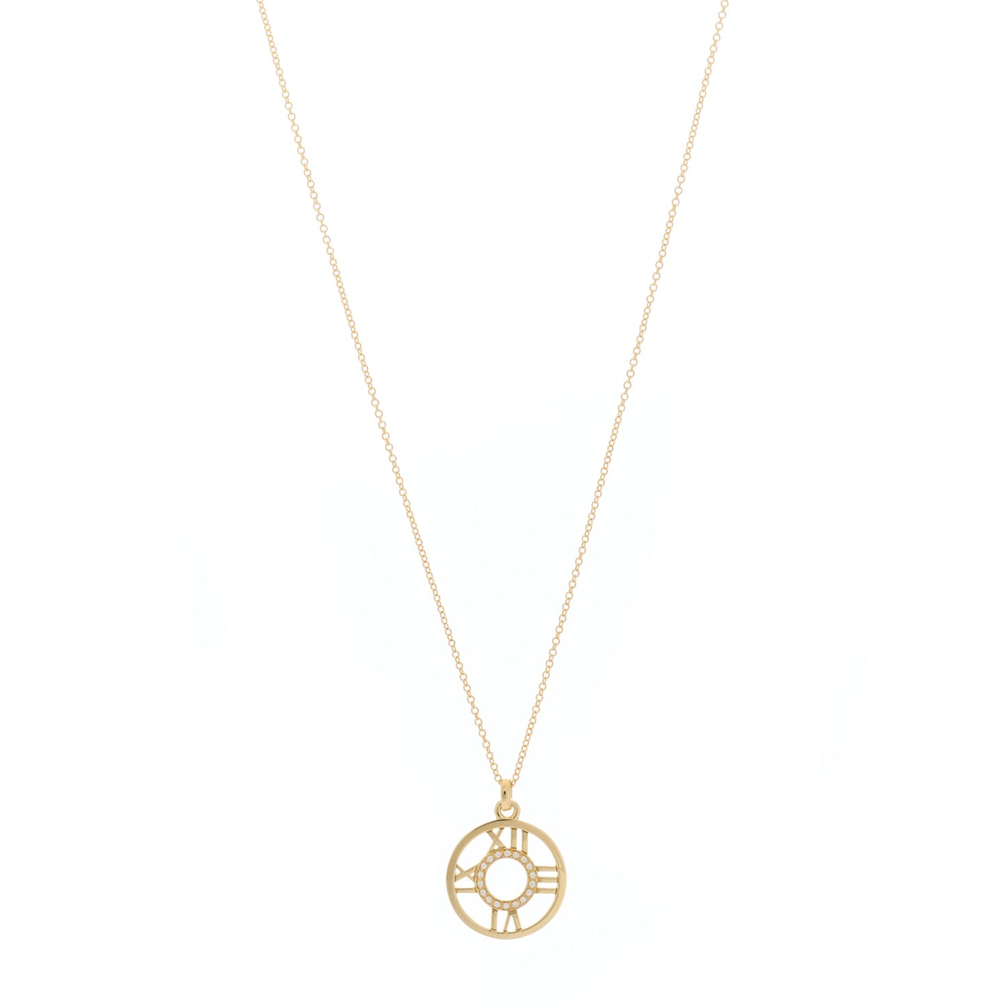 18K Yellow Gold Diamond Small Atlas Open Pendant Necklace