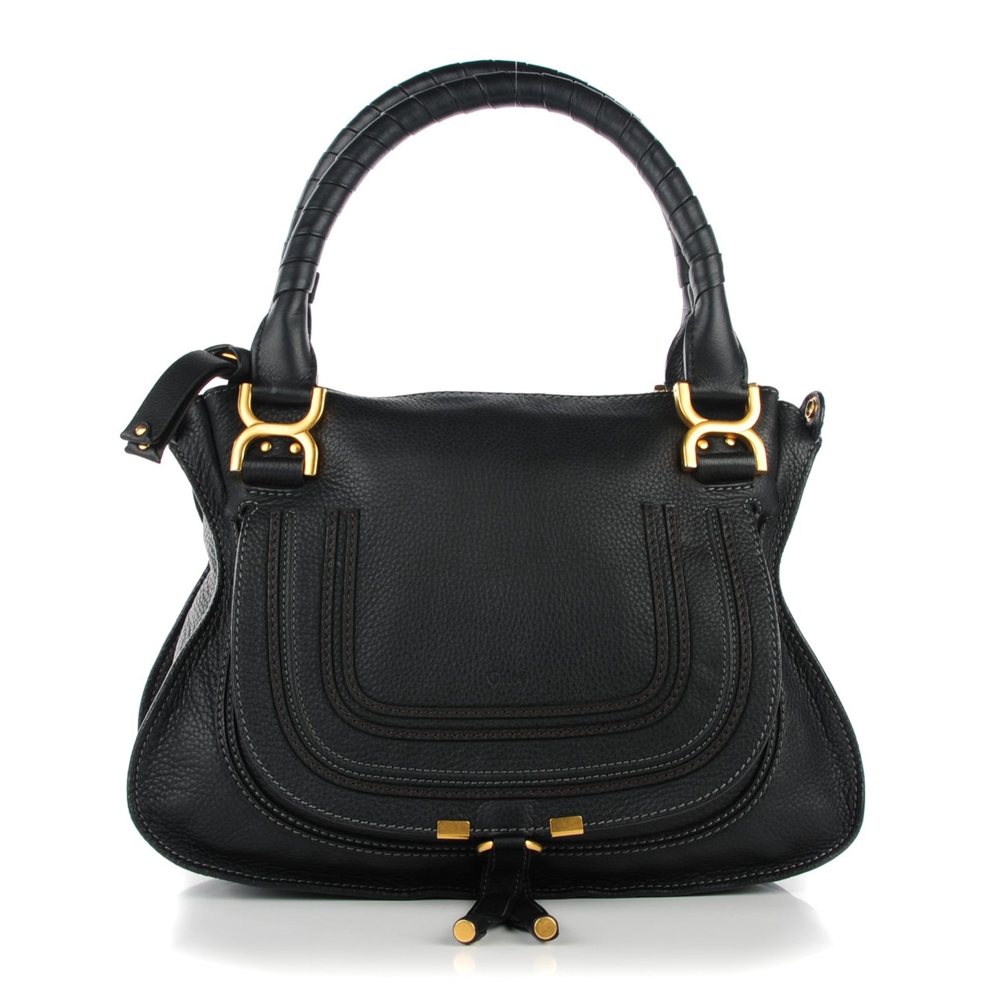 Calfskin Medium Marcie Satchel Black