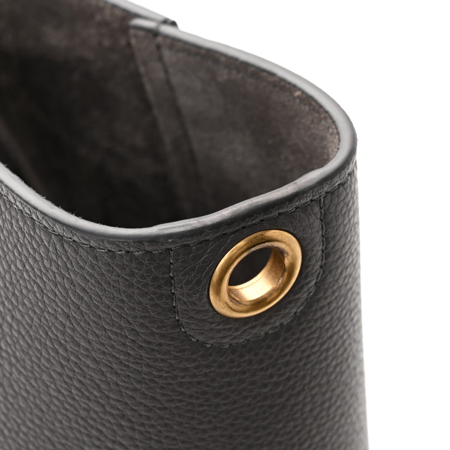 Soft Grained Calfskin Sangle Bucket Bag Grey