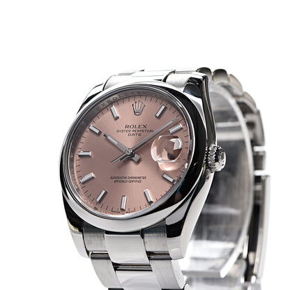 Rolex Stainless Steel 34mm Oyster Perpetual Date Watch Pink 115200 8 of 11