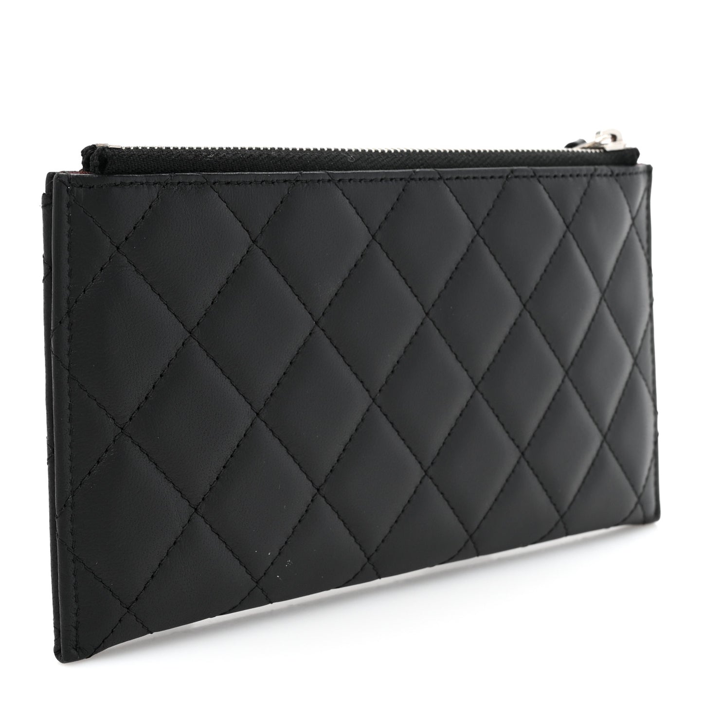 Lambskin Quilted Classic Zip Pouch Black