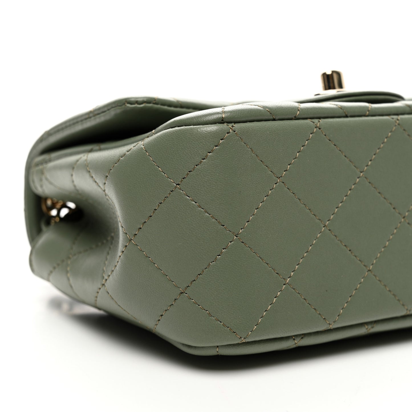 Lambskin Quilted Mini Square Flap Green
