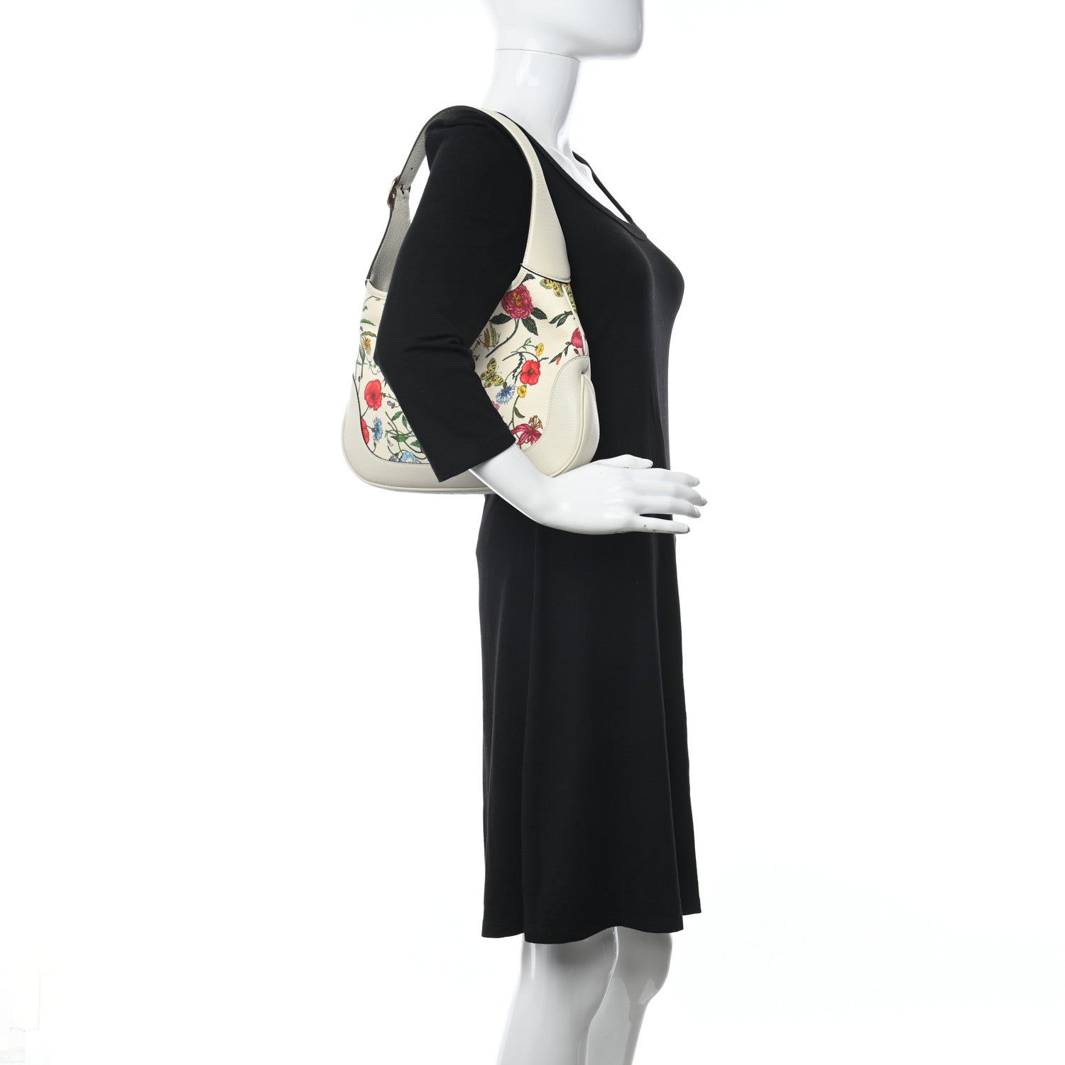 Gucci Canvas Flora Medium Jackie Hobo White 2 of 9