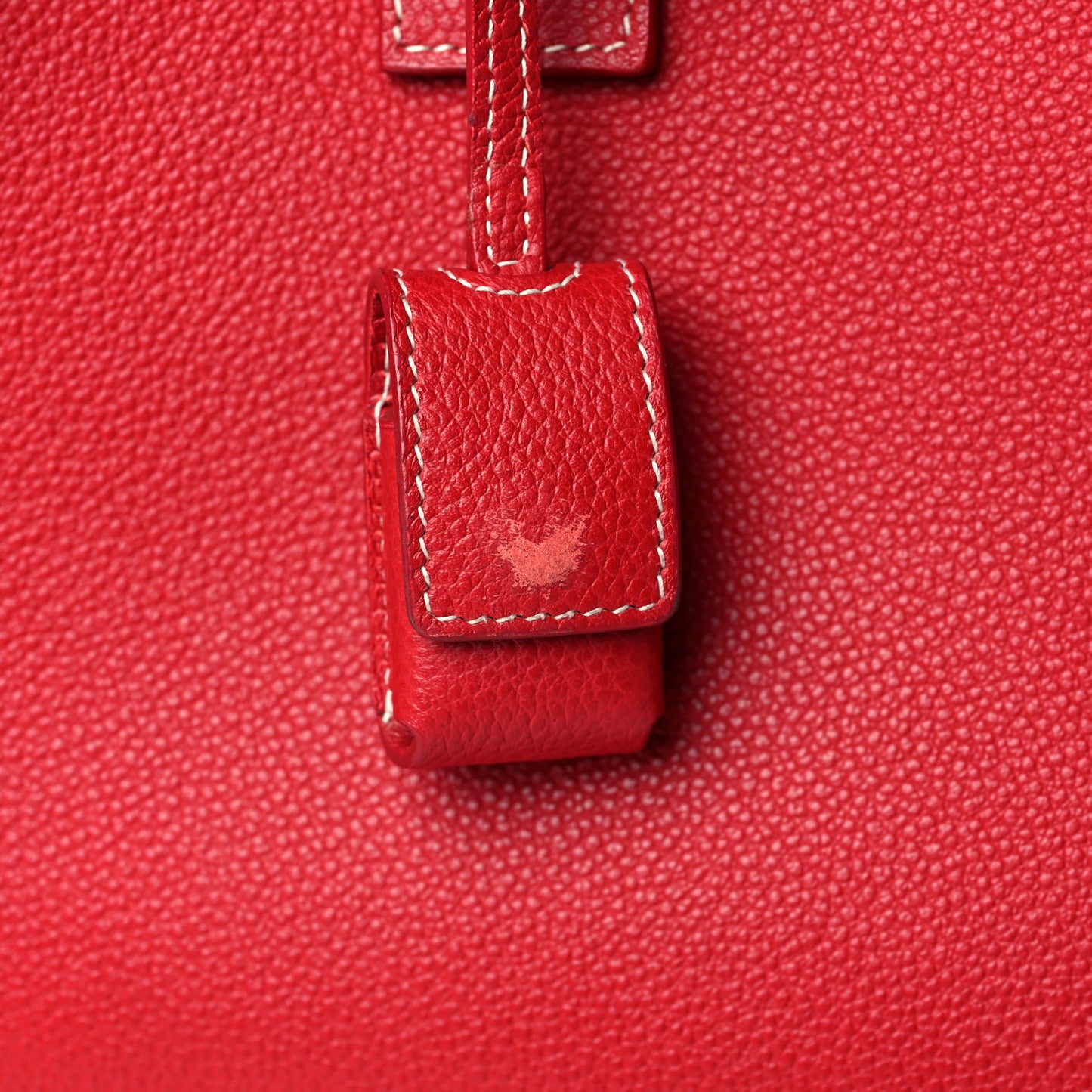 Grained Calfskin Topstich Baby Sac De Jour Red