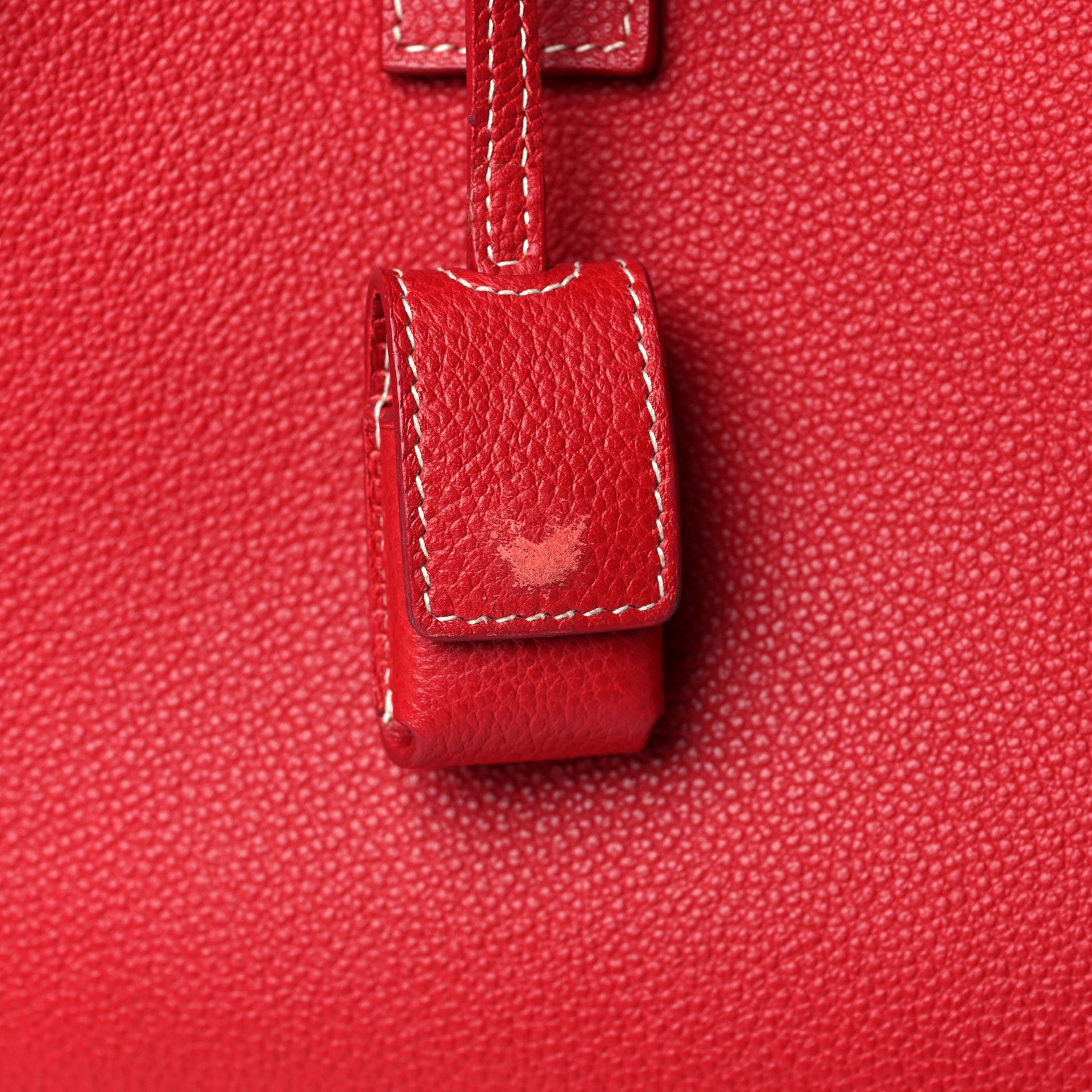 Saint Laurent Grained Calfskin Topstich Baby Sac De Jour Red 10 of 11