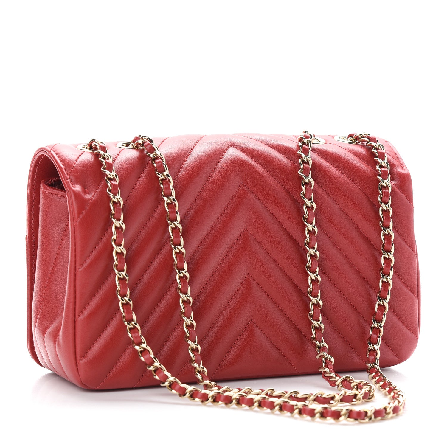 Chanel Calfskin Chevron Quilted Mini Statement Flap Red 3 of 9