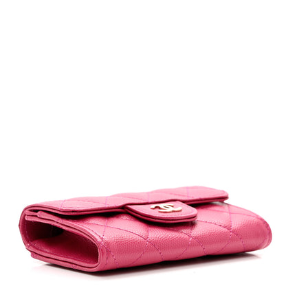 Chanel Caviar Quilted Flap Card Holder Wallet Dark Pink 4 of 9