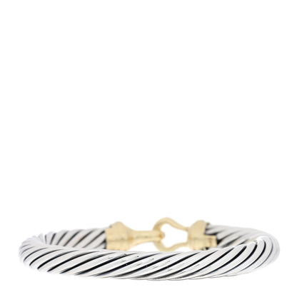 David Yurman Sterling Silver 14K Yellow Gold 7mm Cable Classic Buckle Bracelet 2 of 3