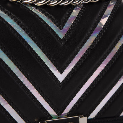 Chanel Lambskin Iridescent PVC Chevron Quilted Medium Boy Flap Black Silver 5 of 9