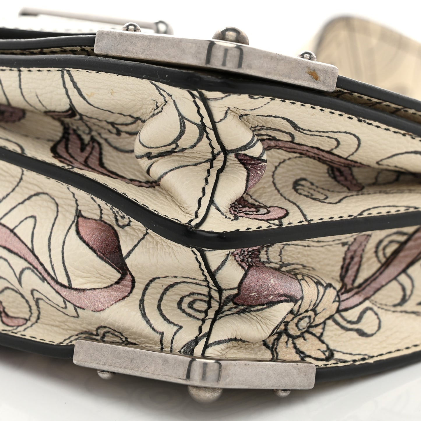X JAMES JEAN Glace Calfskin Rabbit Print Cahier Bag Opaline