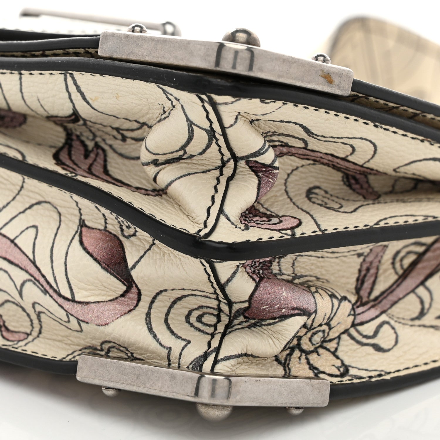 Prada X JAMES JEAN Glace Calfskin Rabbit Print Cahier Bag Opaline 10 of 12