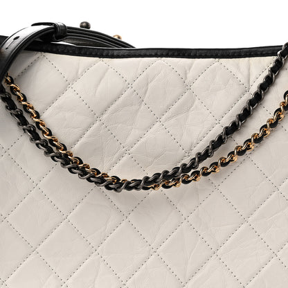 Chanel Aged Calfskin Quilted Large Gabrielle Hobo White Black 8 of 10
