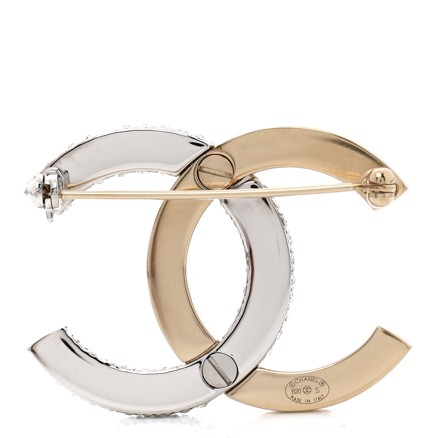 Crystal CC Brooch Light Gold