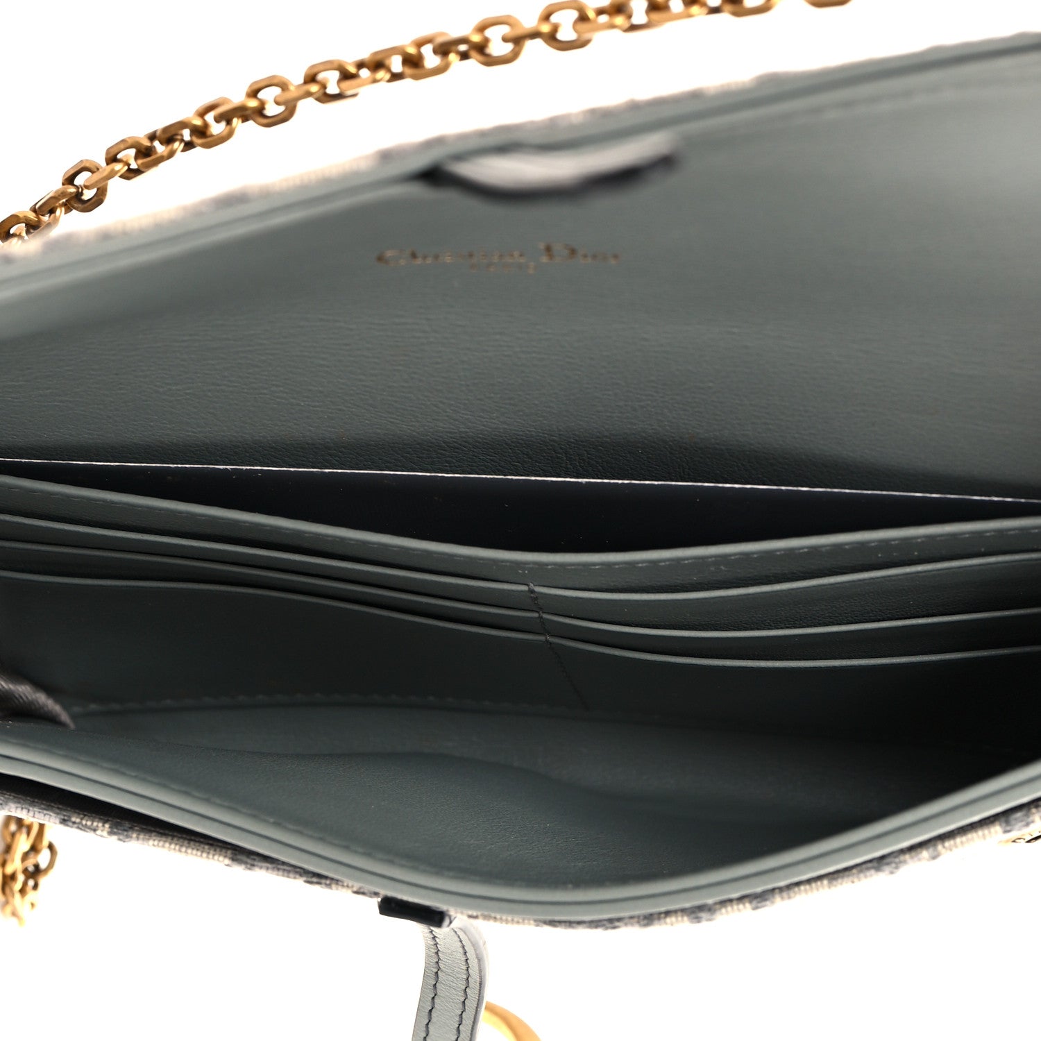 Christian Dior Oblique Saddle Chain Long Wallet Grey 5 of 10