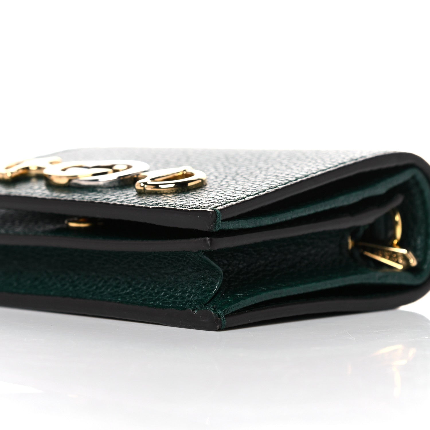 Gucci Grainy Calfskin Zumi Chain Card Case Wallet Vintage Green 9 of 10