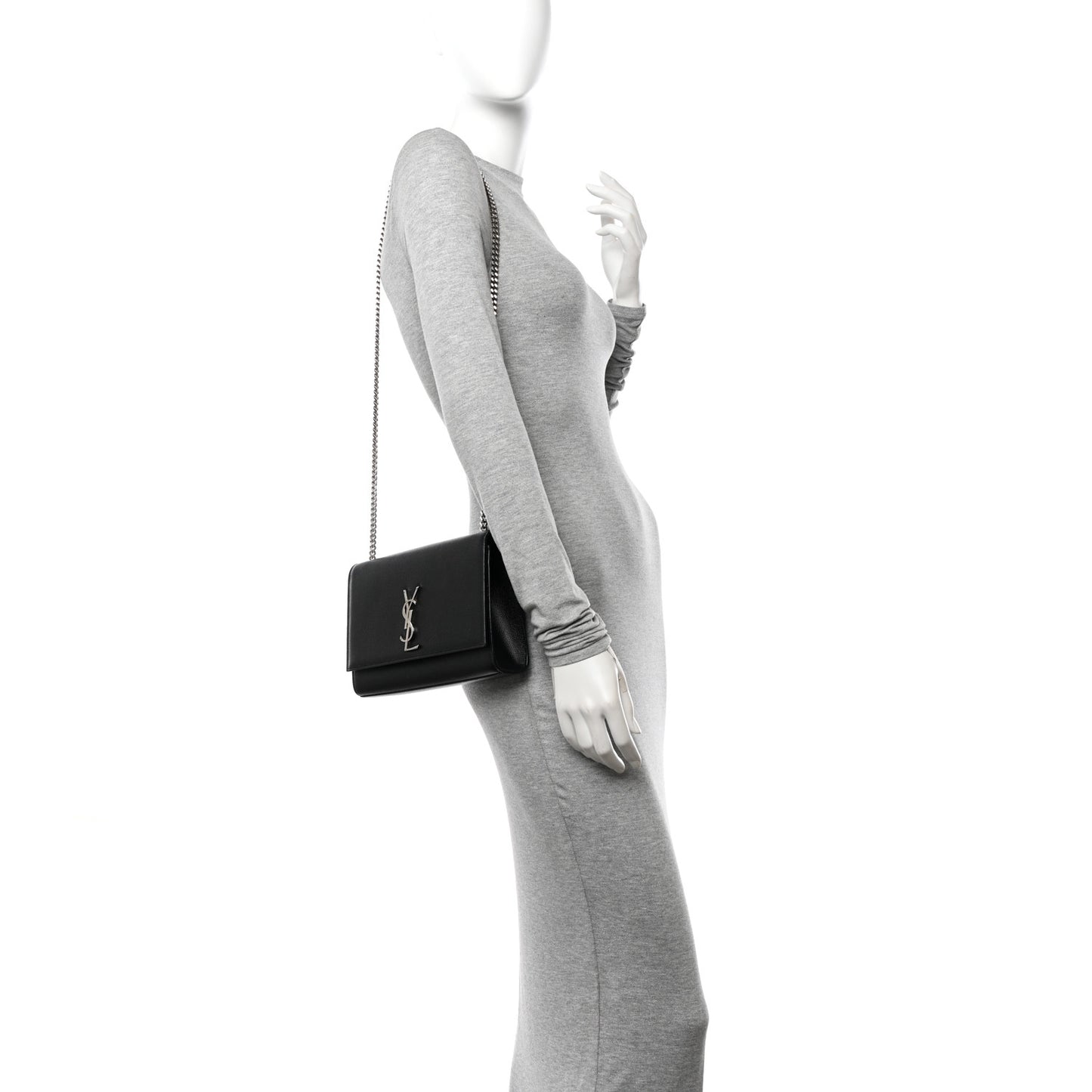 Grain De Poudre Medium Classic Monogram Kate Satchel Black
