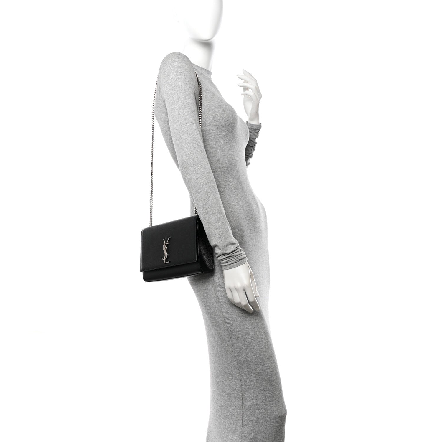 Saint Laurent Grain De Poudre Medium Classic Monogram Kate Satchel Black 2 of 13
