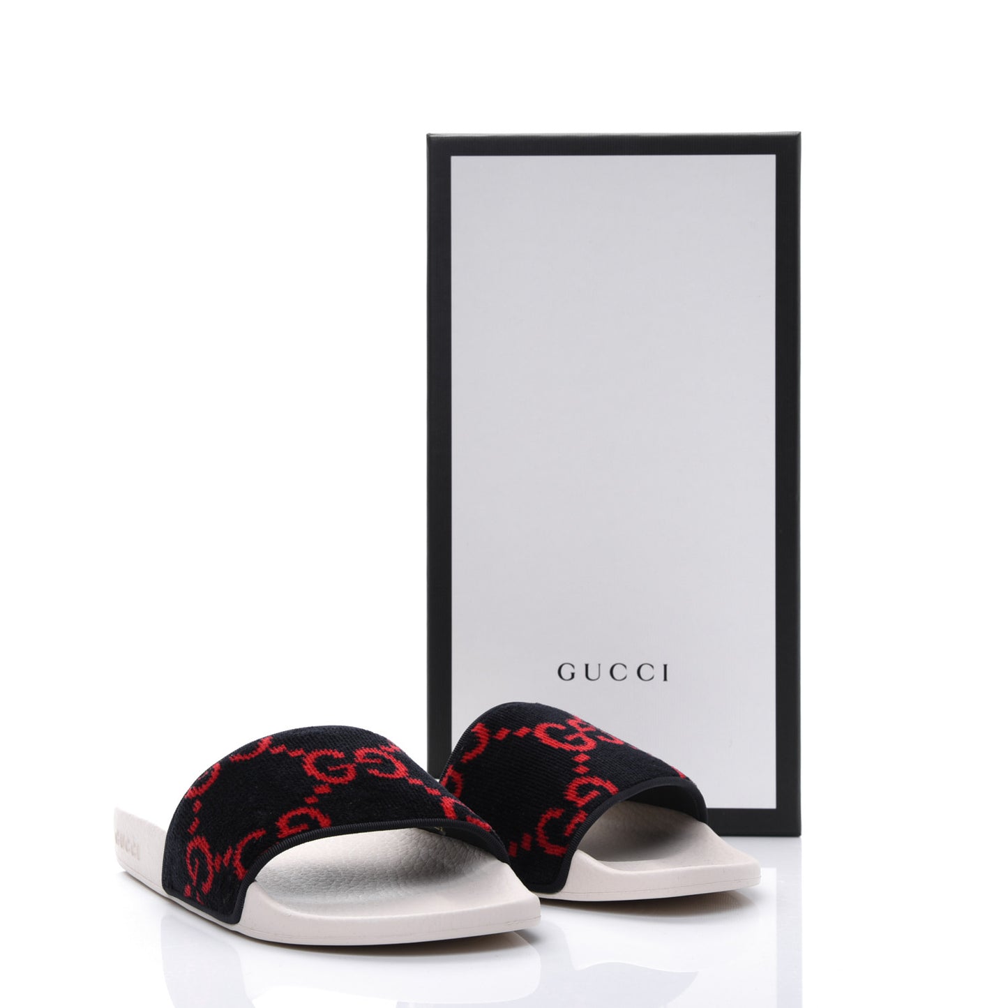 Terry Cloth GG Monogram Slide Sandals 39 Blue Red