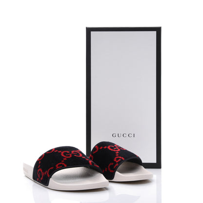 Gucci Terry Cloth GG Monogram Slide Sandals 39 Blue Red 8 of 8
