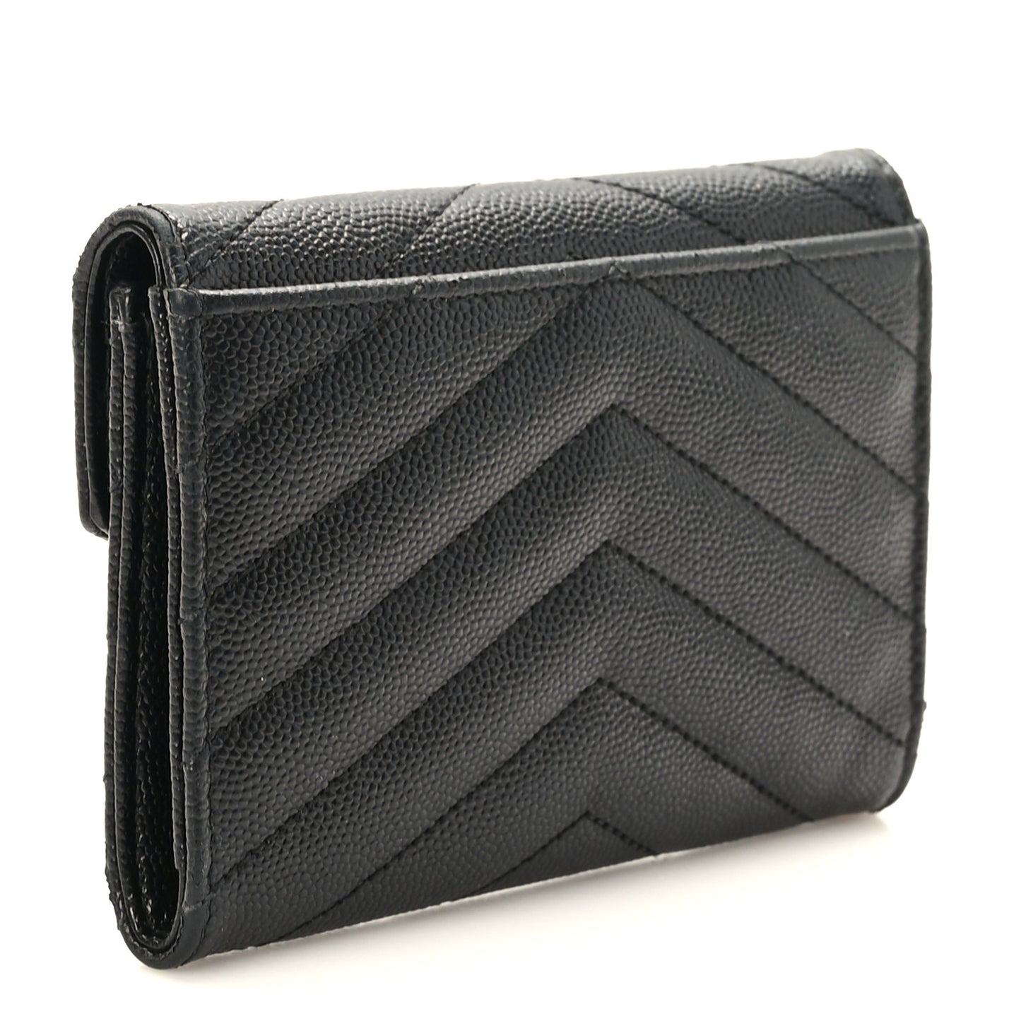 Grain De Poudre Matelasse Chevron Small Monogram Envelope Wallet Black